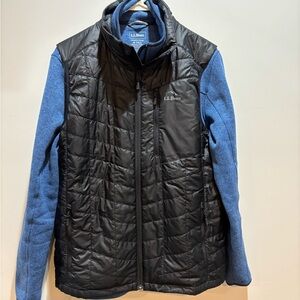 L.L. Bean black quilted puffer vest and quarter zip fleece. Like new